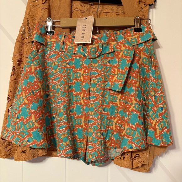 Moon River Boho Printed Matching Set Shorts Cardigan NWT - Picture 2 of 9